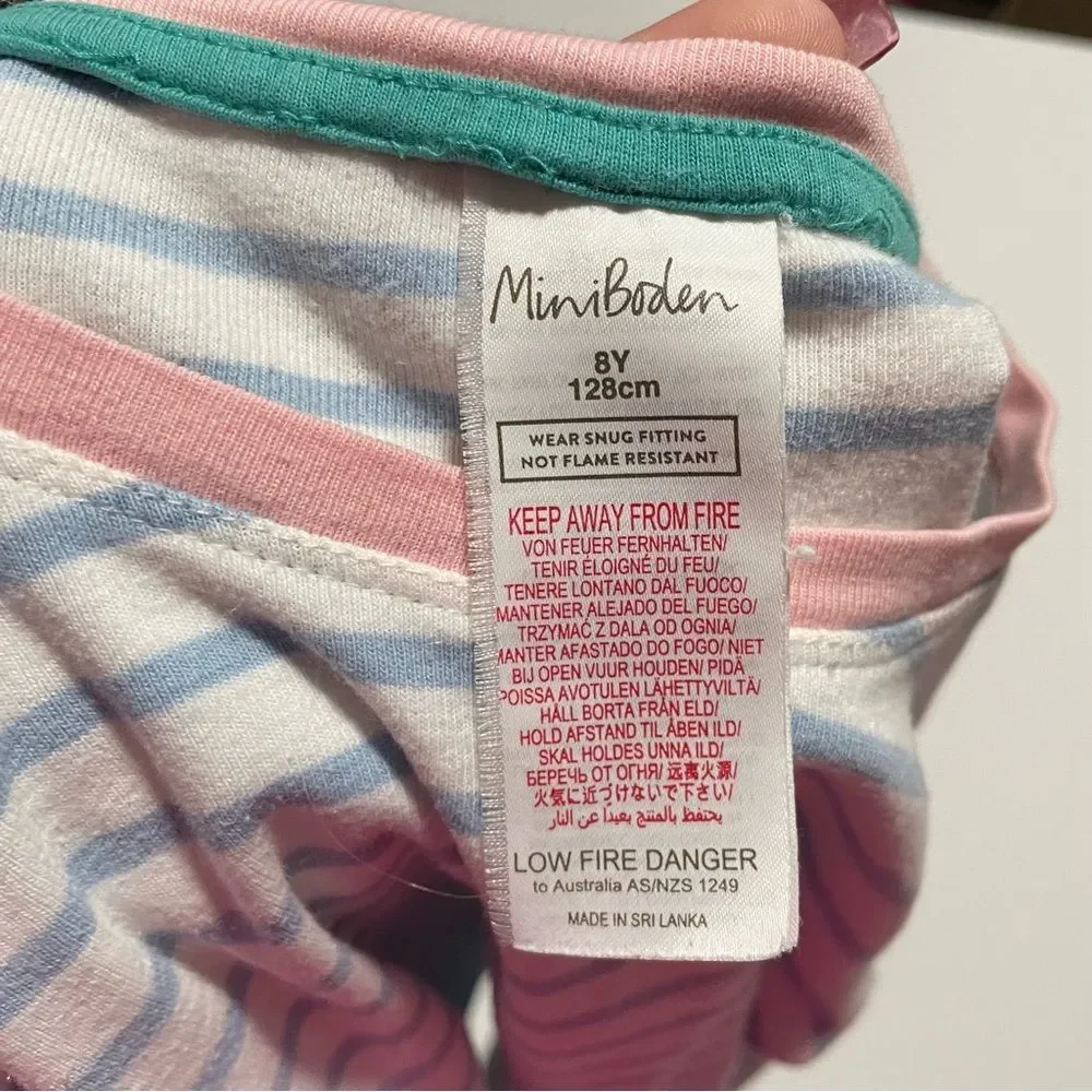 Mini Boden White Striped Long Sleeve Pajama Shirt